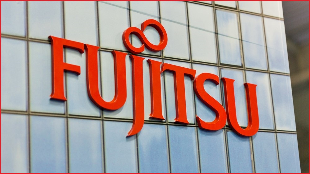 Fujitsu logo on building
