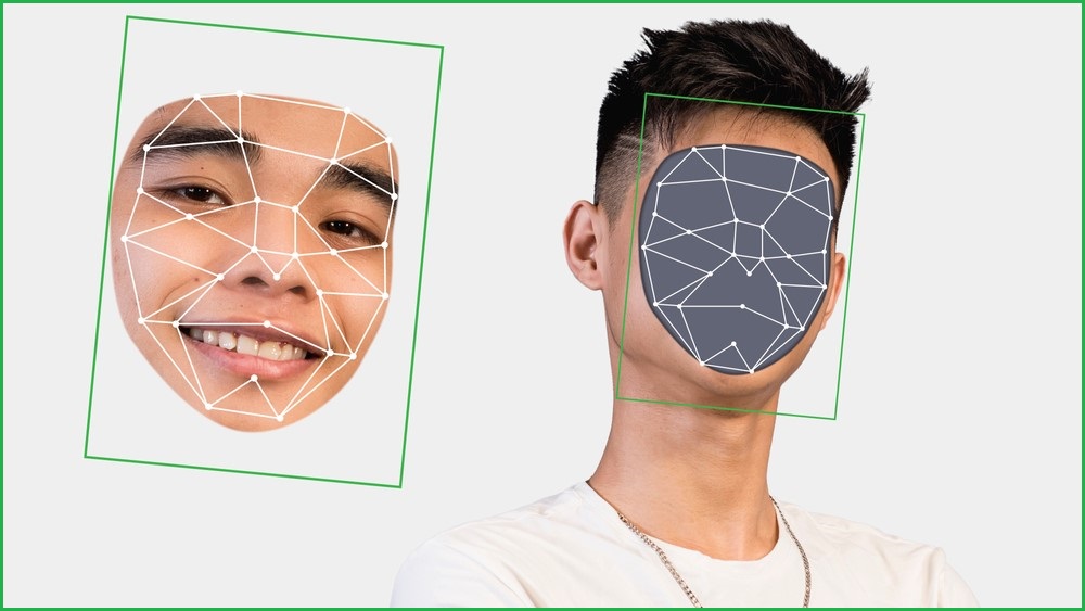 Digital altering of a man's face