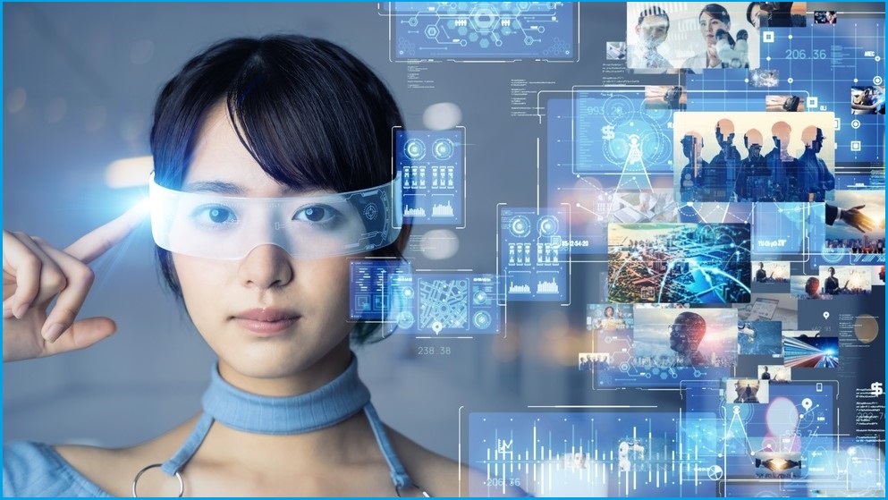woman wearing augmented reality glasses