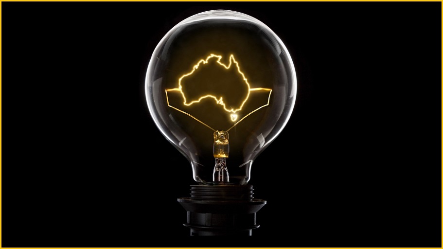 Outline of Australia inside a light bulb