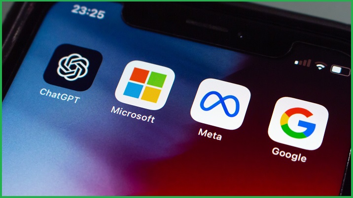 app icons for ChatGPT, Microsoft, Meta, and Google