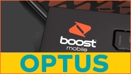 Boost logo and Optus logo