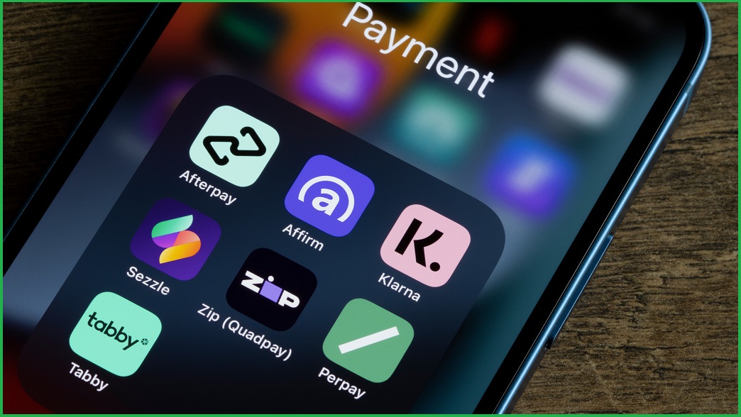 buy-now-pay-later app icons on a phone screen