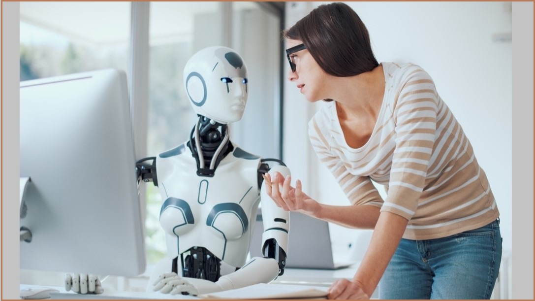 Human talking to a robot