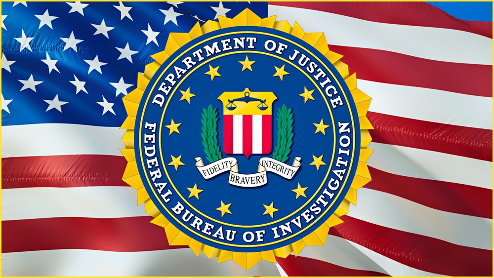 FBI logo superimposed on an American flag