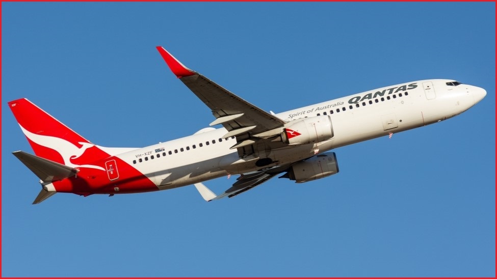 Qantas plane in the sky