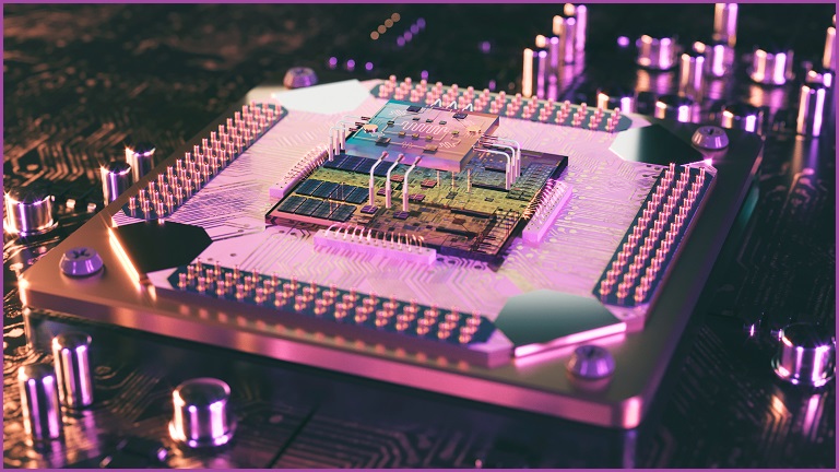 Quantum computing chip render