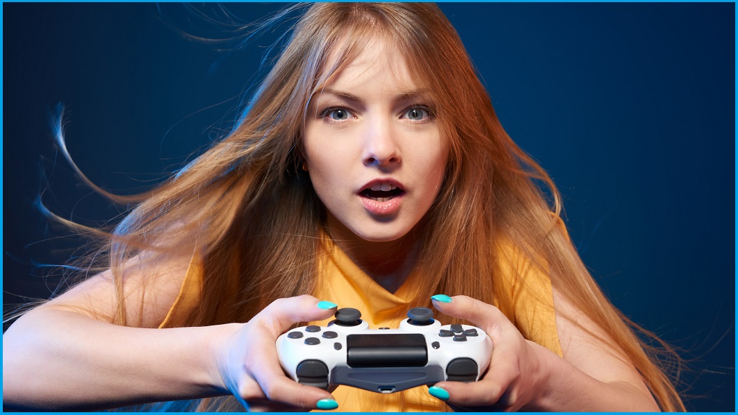 A woman playing a video game