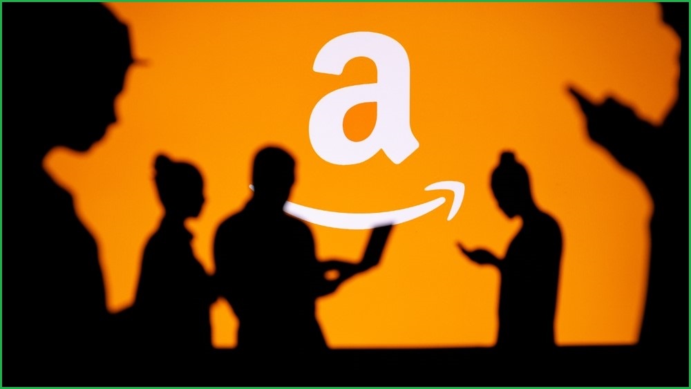 Amazon logo on a silhouette background