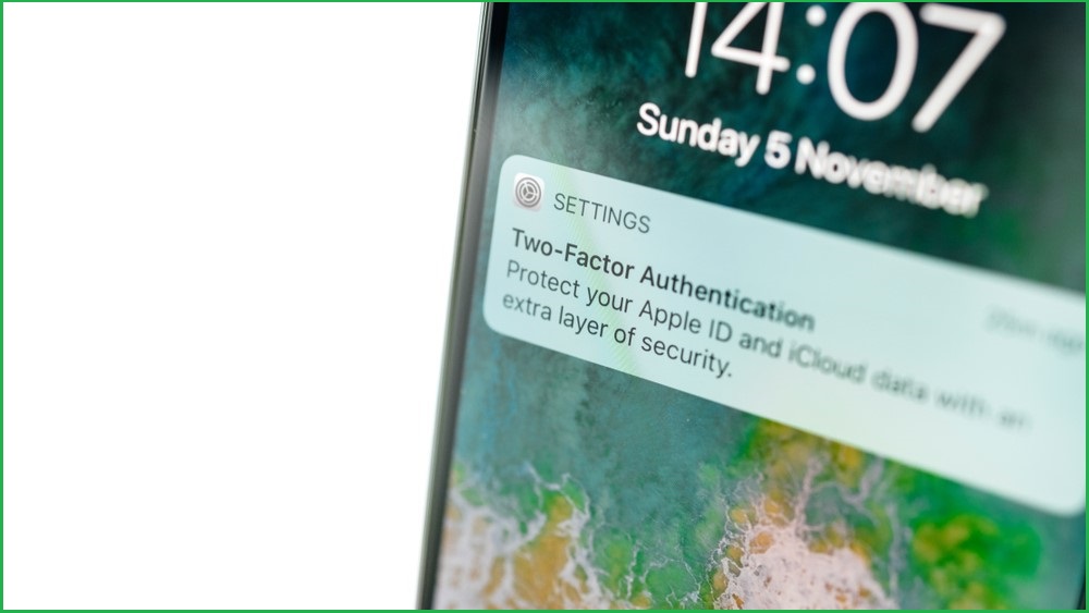Apple two-factor authentication on iPhone screen
