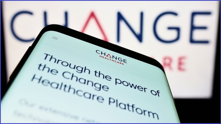 Change Healthcare logo on a phone and computer screen.