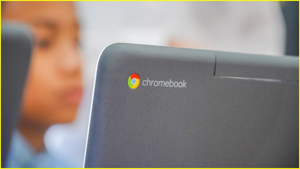 Child using Chromebook