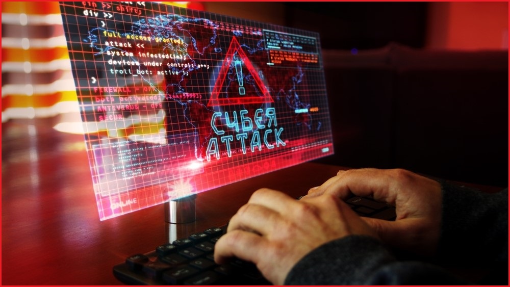 Screen with the words CYBER ATTACK.