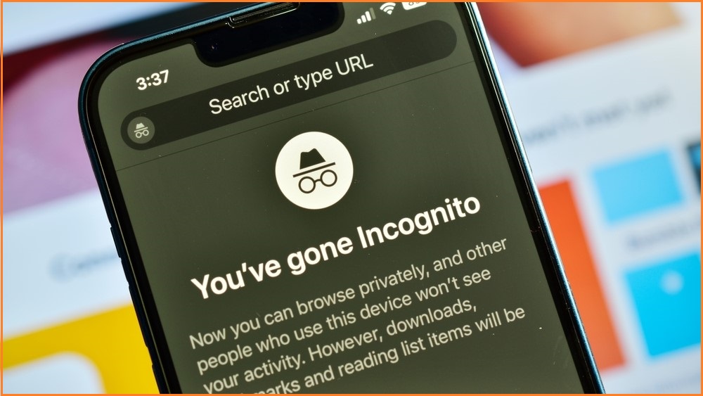 Phone screen showing Google Incongito mode