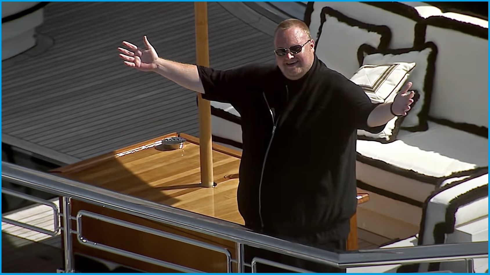 Kim Dotcom aboard a luxury yacht