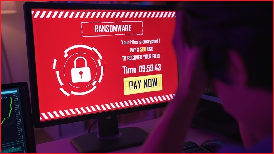 Ransomware message displayed on a computer screen.