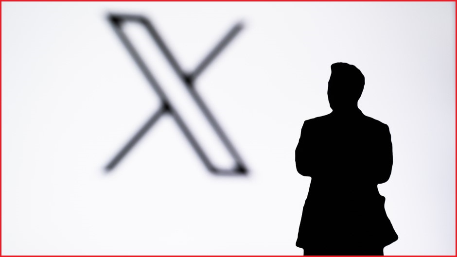X logo with silhouette of elon musk