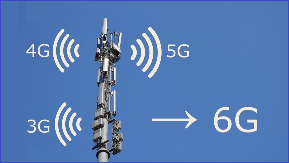 Mobile tower showing 3G, 4G, 5G and 6G