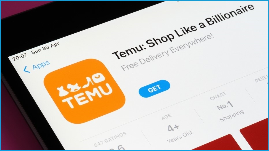 Temu app screen shot