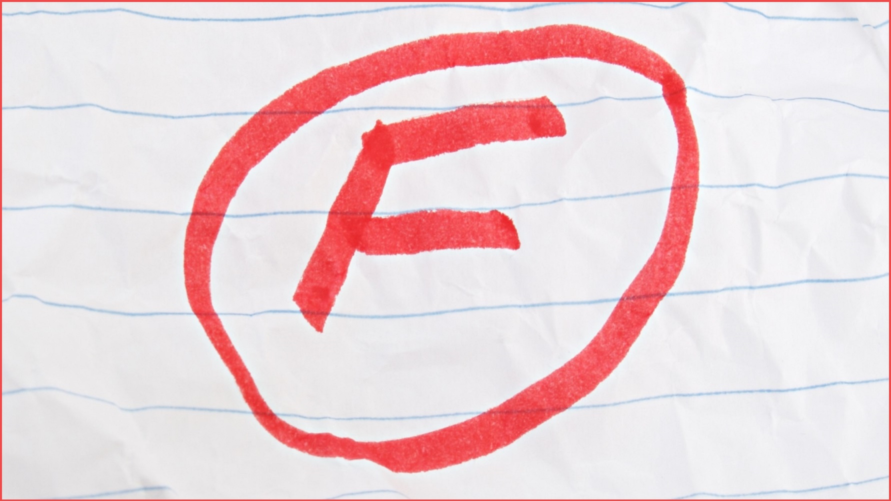 Red capital letter F inside a red circle.