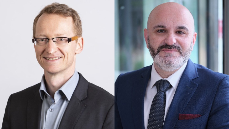 Headshots of Dr Jon Whittle and Dr Marcus Zipper wearing suits.