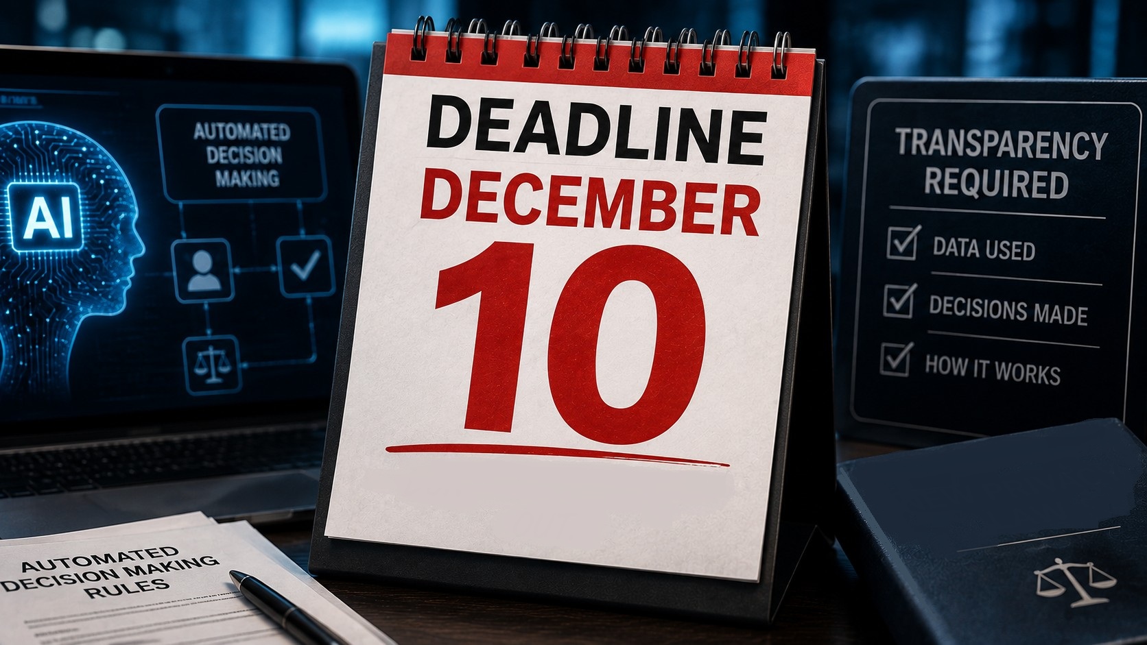Calendar showing 10 December deadline.