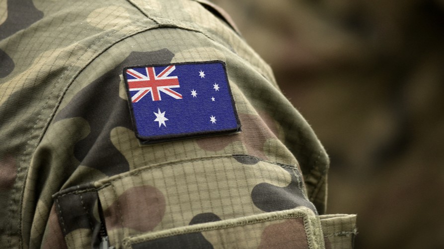Australian flag on defence uniform.