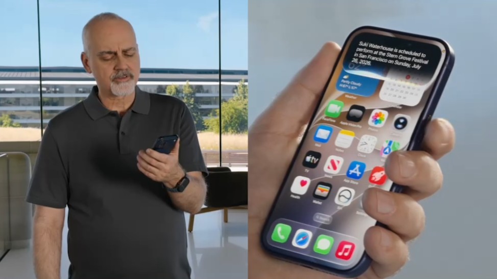 Man using Siri AI.