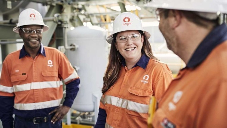 Orgin staff wearing hard hats
