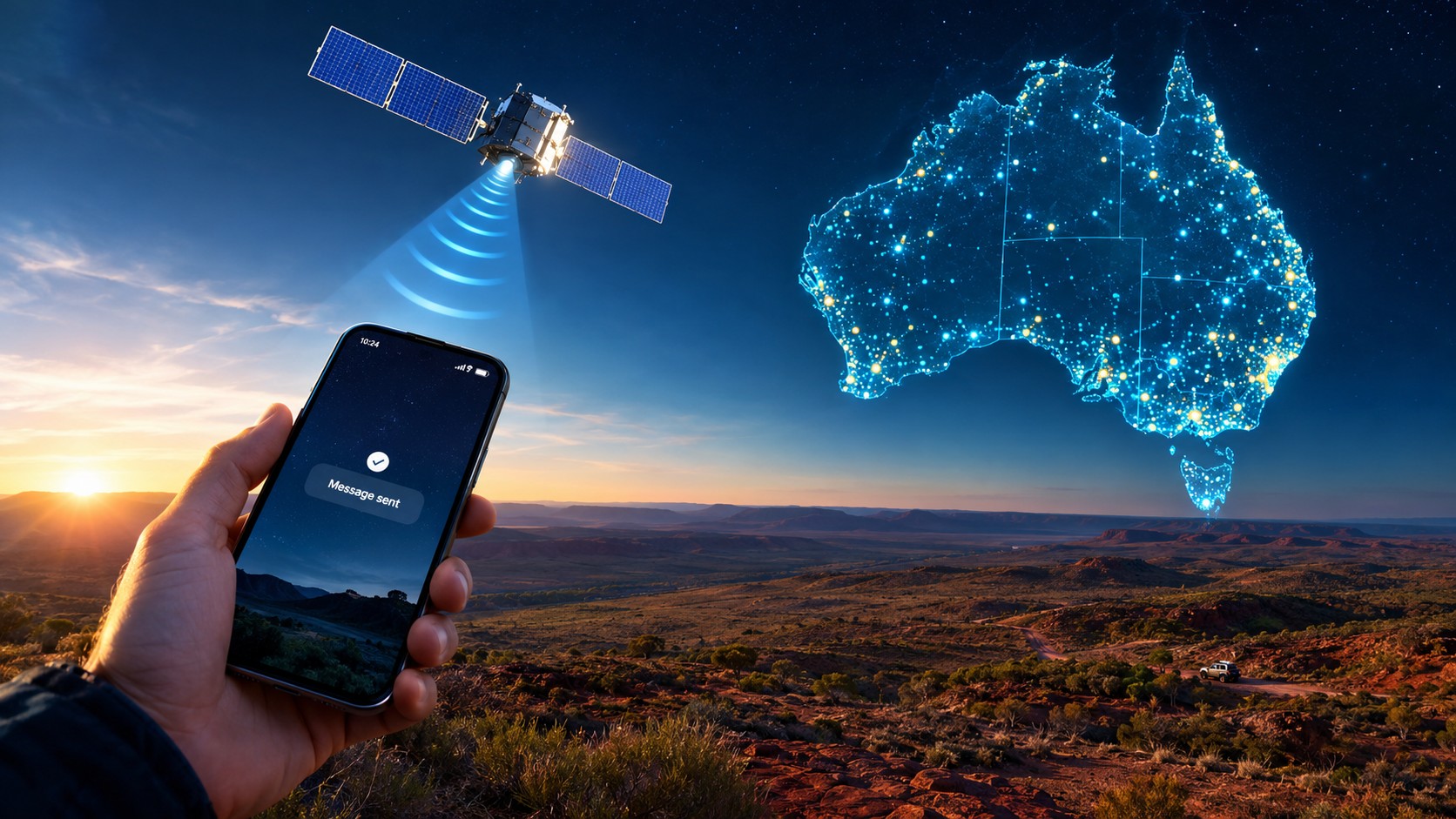 Someone sending a message over satellite.