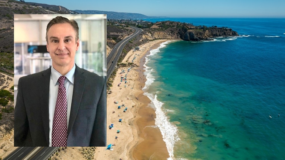 William Nieporte inset on photo of Newport Beach, California.