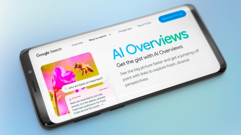 AI Overviews on a phone screen.