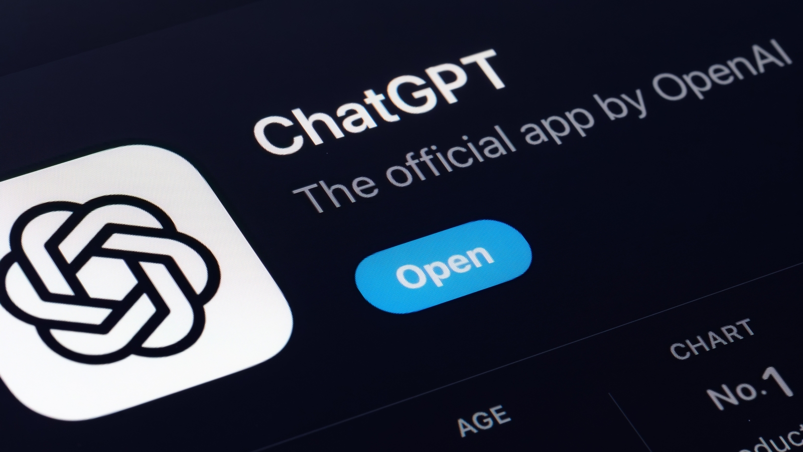 A close up of the ChatGPT logo and app in the Apple App Store.