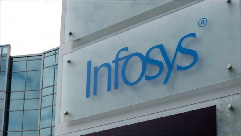Infosys signage on building.
