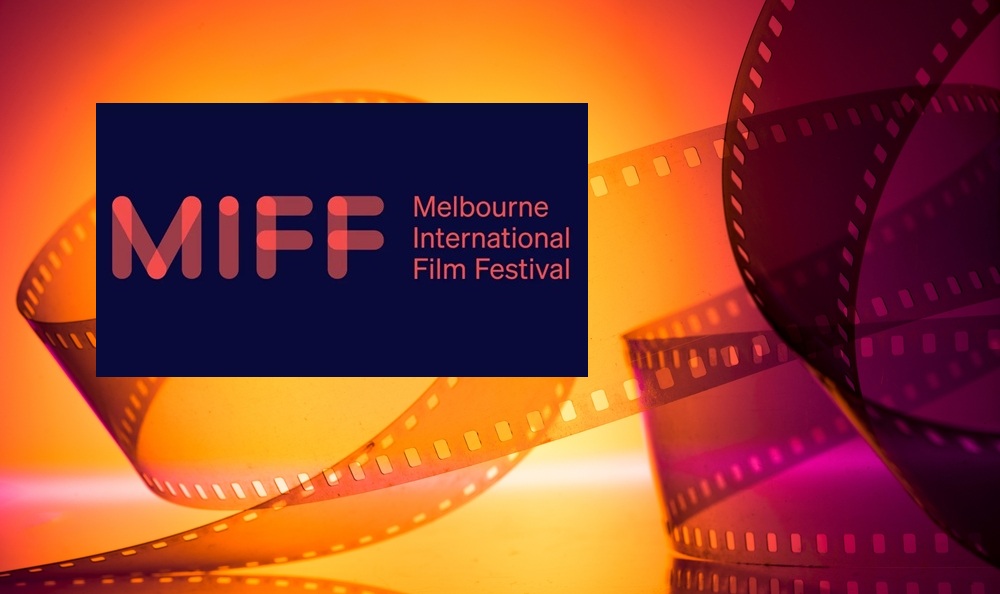 Melbourne International Fim Festival logo over a graphic of a film strip.