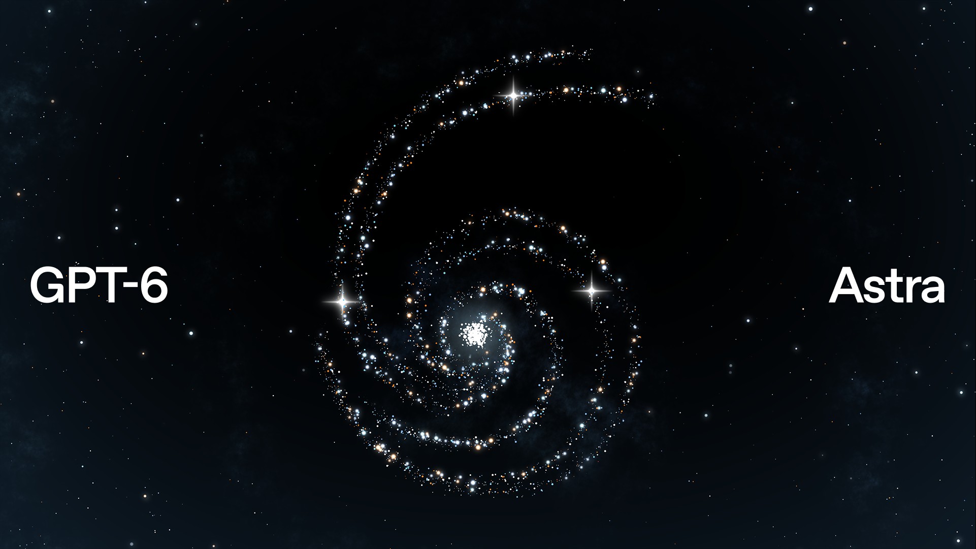An image of a spiralling galaxy in space, surround by the text 'GPT-6 Astra'