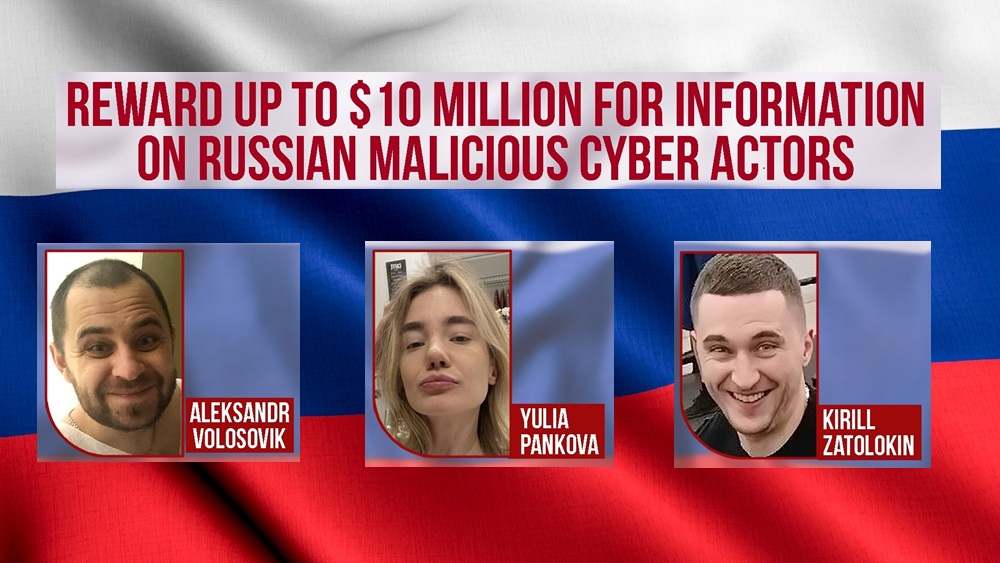 Three Russian bad actors on Russian flag