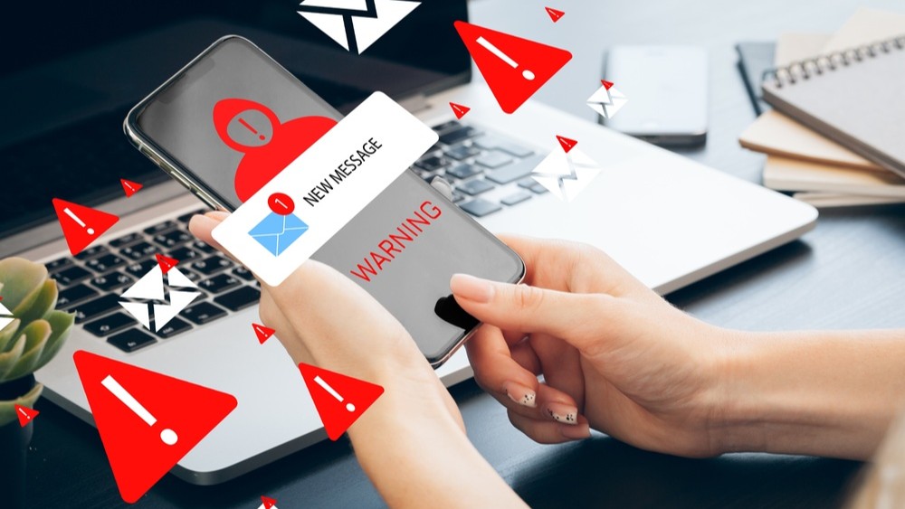 Scam messages on a phone.