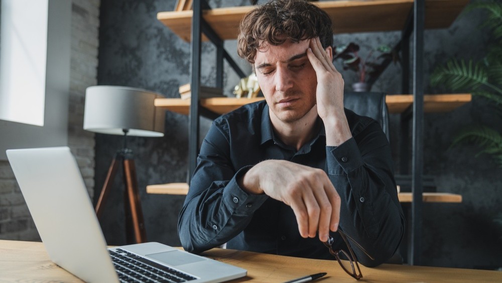 Stressed cyber worker.